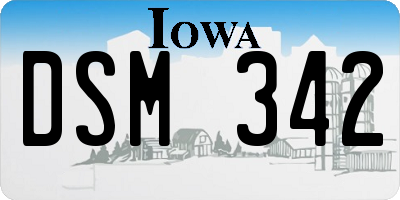IA license plate DSM342