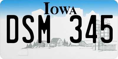 IA license plate DSM345