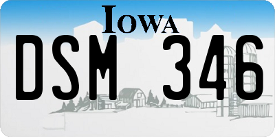 IA license plate DSM346