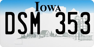 IA license plate DSM353