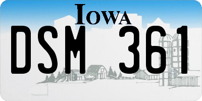 IA license plate DSM361