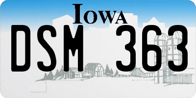 IA license plate DSM363