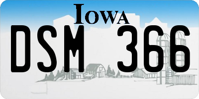 IA license plate DSM366