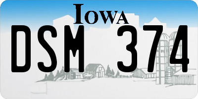 IA license plate DSM374