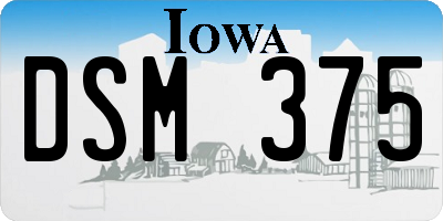IA license plate DSM375
