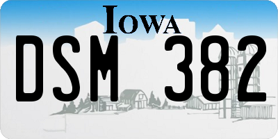 IA license plate DSM382