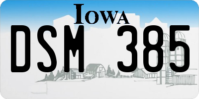IA license plate DSM385