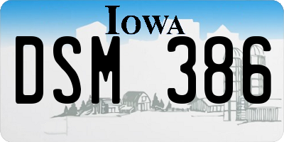 IA license plate DSM386