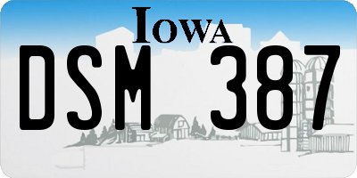 IA license plate DSM387