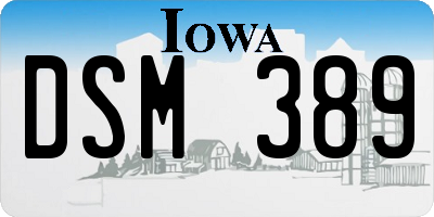 IA license plate DSM389
