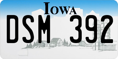 IA license plate DSM392