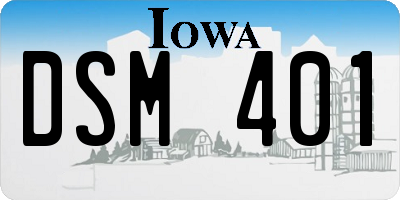 IA license plate DSM401
