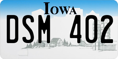 IA license plate DSM402