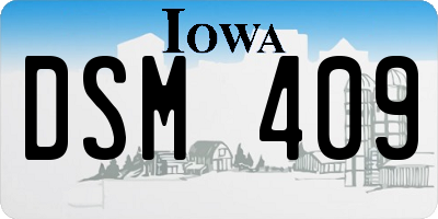 IA license plate DSM409