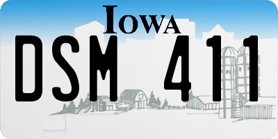 IA license plate DSM411
