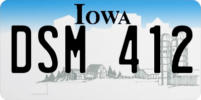 IA license plate DSM412