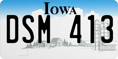 IA license plate DSM413