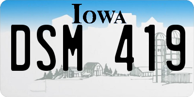 IA license plate DSM419