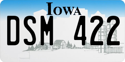 IA license plate DSM422