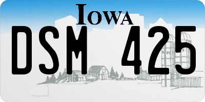 IA license plate DSM425