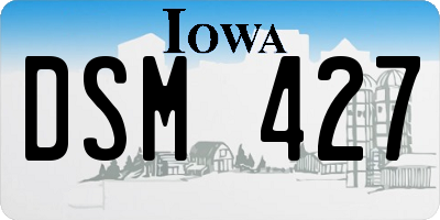 IA license plate DSM427