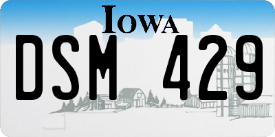 IA license plate DSM429