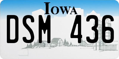 IA license plate DSM436