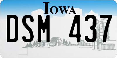 IA license plate DSM437