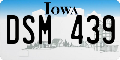 IA license plate DSM439