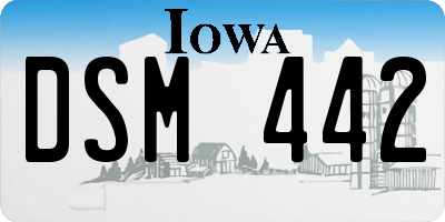 IA license plate DSM442