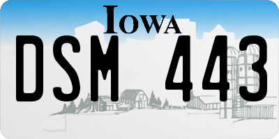 IA license plate DSM443