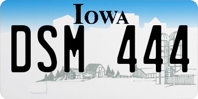 IA license plate DSM444