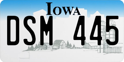 IA license plate DSM445