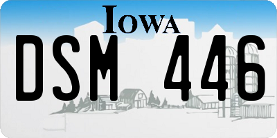 IA license plate DSM446