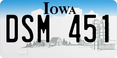 IA license plate DSM451