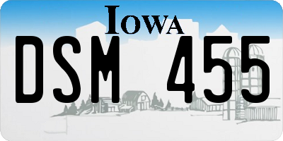 IA license plate DSM455