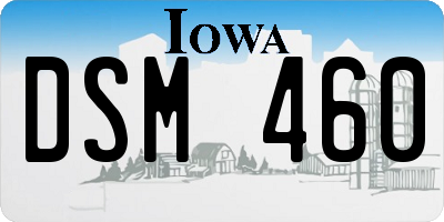 IA license plate DSM460