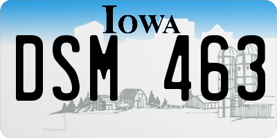 IA license plate DSM463