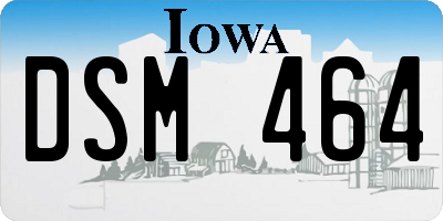 IA license plate DSM464