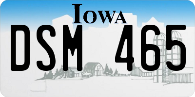 IA license plate DSM465