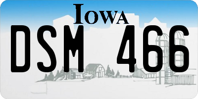 IA license plate DSM466