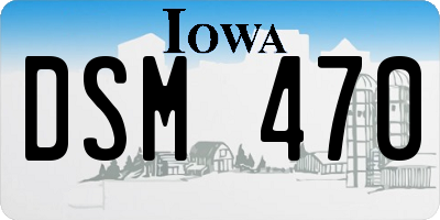 IA license plate DSM470