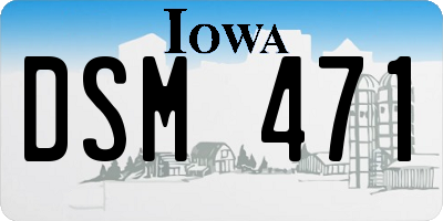 IA license plate DSM471