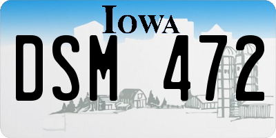 IA license plate DSM472