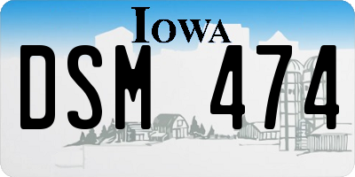 IA license plate DSM474