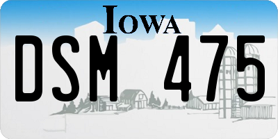 IA license plate DSM475