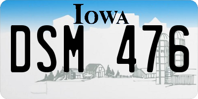 IA license plate DSM476