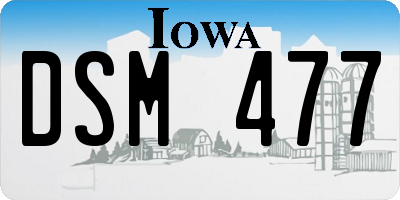 IA license plate DSM477