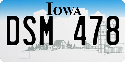 IA license plate DSM478