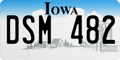 IA license plate DSM482